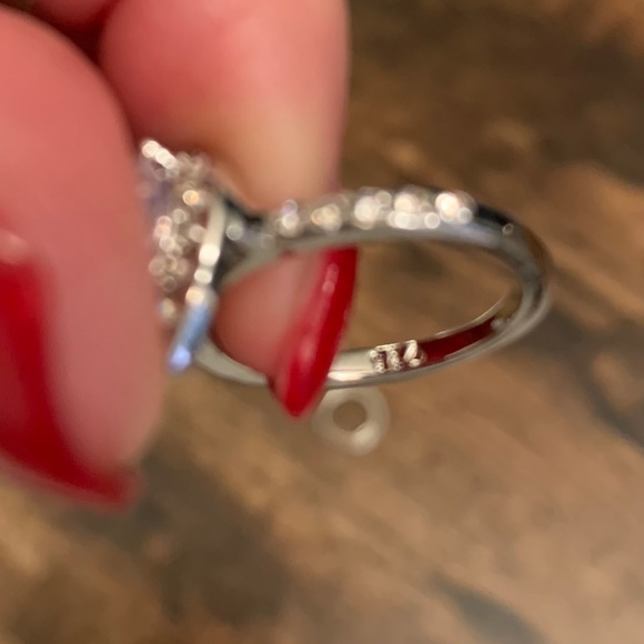 Pear Shaped Sterling Silver Engagement Ring Set - Picture 7 of 7